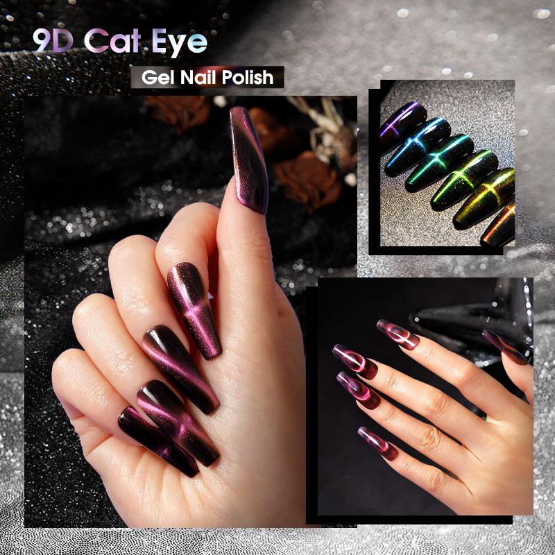 ROSALIN 3PCS Cat's Eye Gel Nail Polish With Magnet Tool Semi Permanent UV Gel Polish Magnetic Nail Art Design