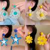 Handmade Earrings Raffia Flower Woven Straw Earrings Ear Ring for Women Ladies Jewelry Gifts