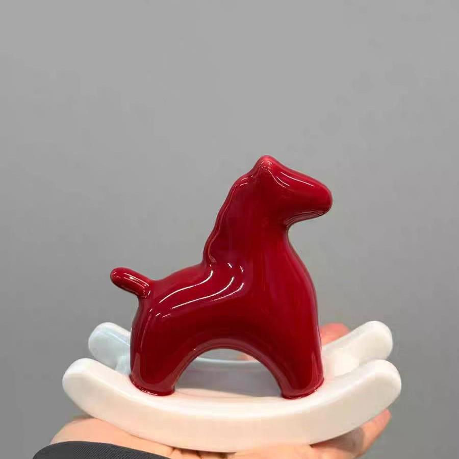 Ceramic Green Wobbly Horse Tea Pet Ornament for Home Decor