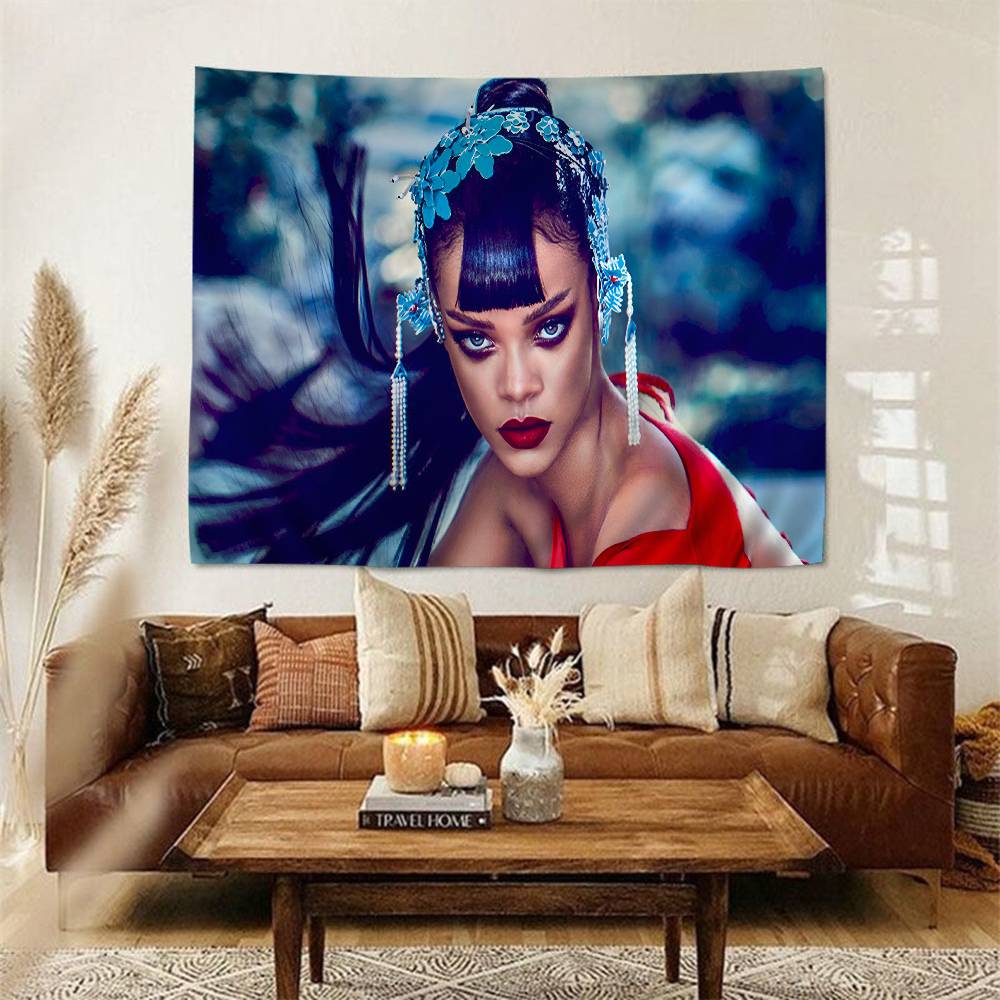 Singer RRihanna Cool Printed Large Wall Tapestry Hanging Tarot Hippie Wall Rugs Dorm Cheap Hippie Wall Hanging