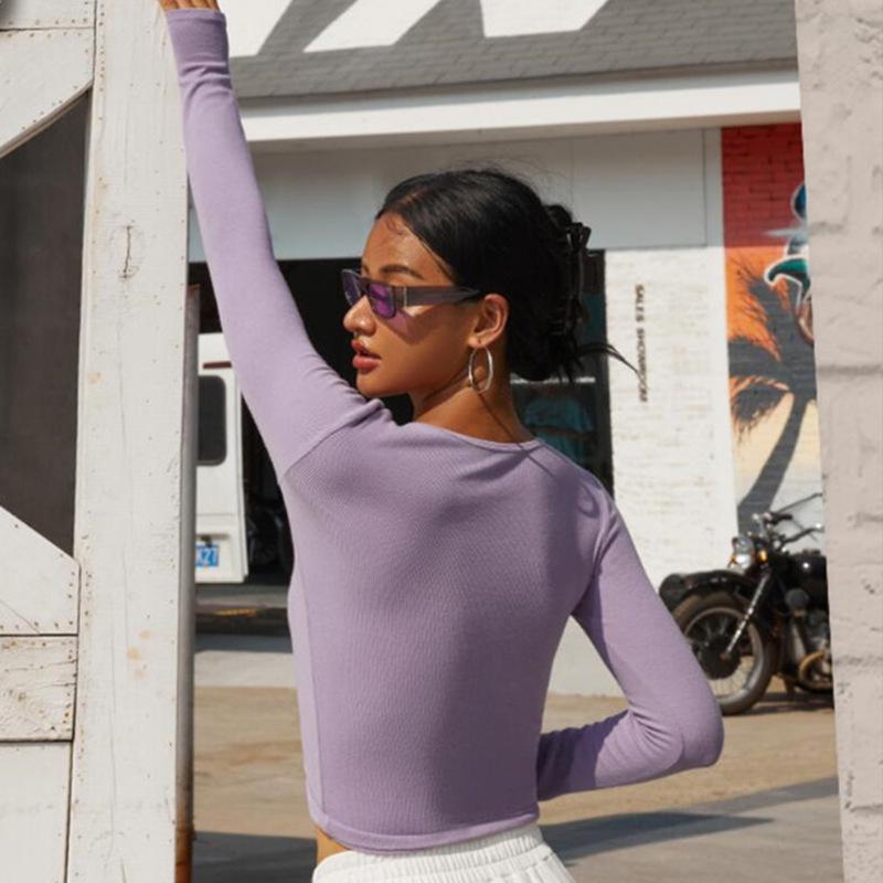 Damen Slim Langarm Yoga Top - Atmungsaktive & Stilvolle Herbst Sportbekleidung