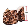 FOREADA Sandali da Donna in Ecopelle PU Piattaforma Tacchi a Zoccolo Super Alti Punta Aperta Fiocco Sexy da Festa Estivi Nero Verde Leopardo 35-43