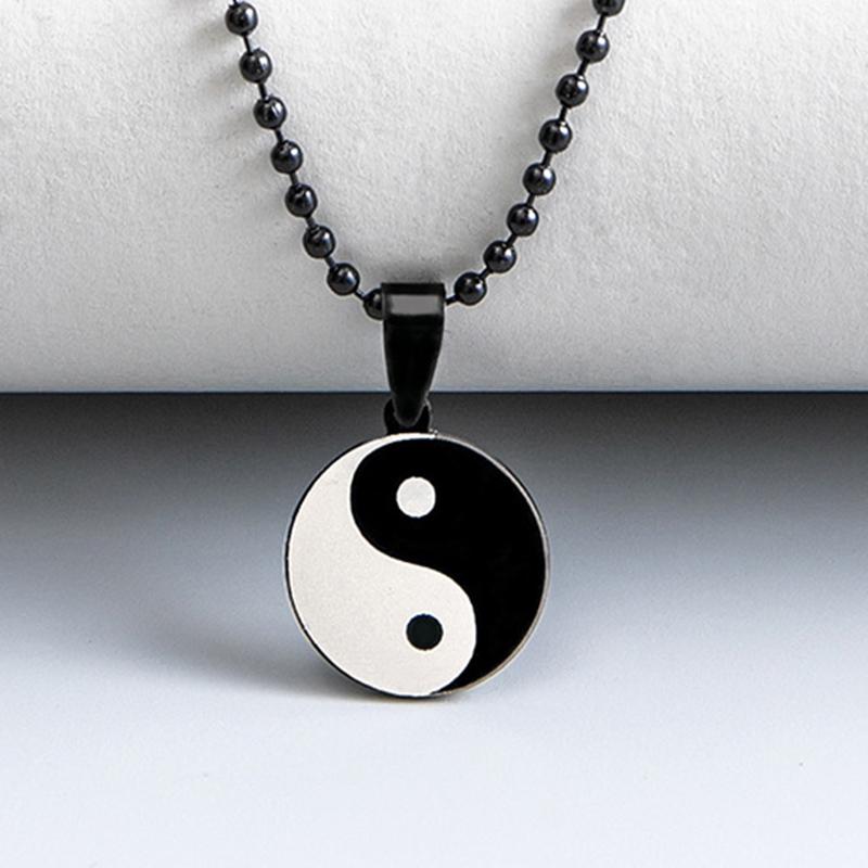 Ethnische Chinesische Yin Yang Tai Chi Halskette Rund Edelstahl Lebensbaum Halsketten Für Männer Taoistischer Schmuck