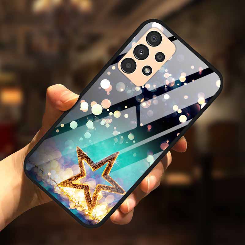 For Samsung A13 Case A23 A52 A72 4G M52 A52S 5G Luxury Tempered Glass Hard Back Cover for Samsung Galaxy A13 4G Phone Cases Capa
