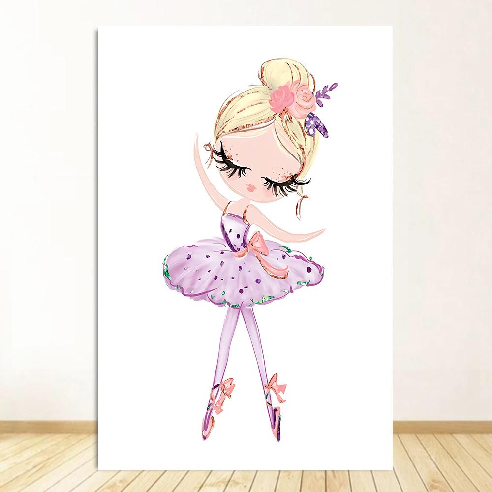 Little Princess Ballerina Canvas Poster Pink Swan Print Painting Nursery Wall Art Posters Ballet Girl Picture Baby Room Decor