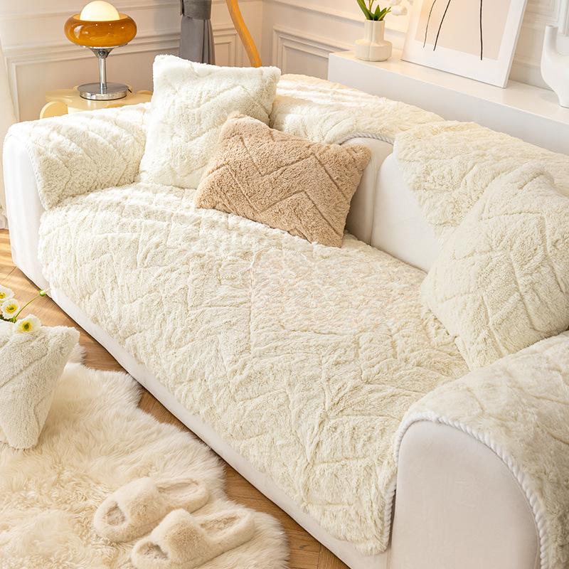 Sofa Cushion Winter Thickened Warm Winter Plush Sofa Cover Simple Modern Non-Slip Cloth Cushion