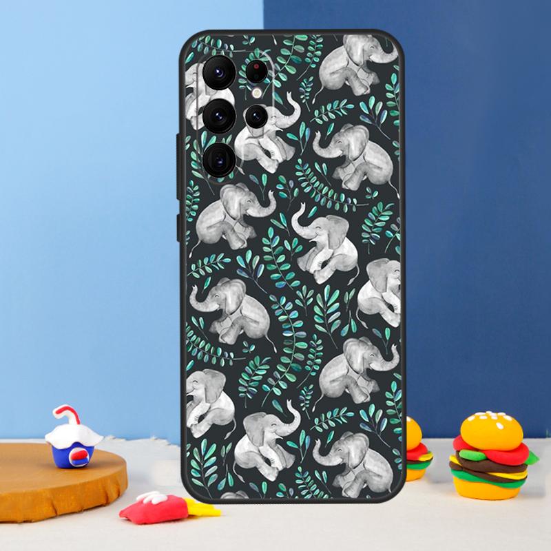 Cute Elephant Cartoon Phone Case For Samsung Galaxy S24 S25 Ultra S9 S10 S20 S22 S21 S23 Plus S24 FE Cover Coque