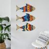 3Pcs/Set Nautical Wooden Fish Wall Decoration Farmhouse Rustic Colorful Fish Wall