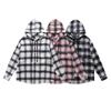 Mens Vintage American Style Plaid Hooded Long Sleeve Shirt Loose Casual All-Match Blouse