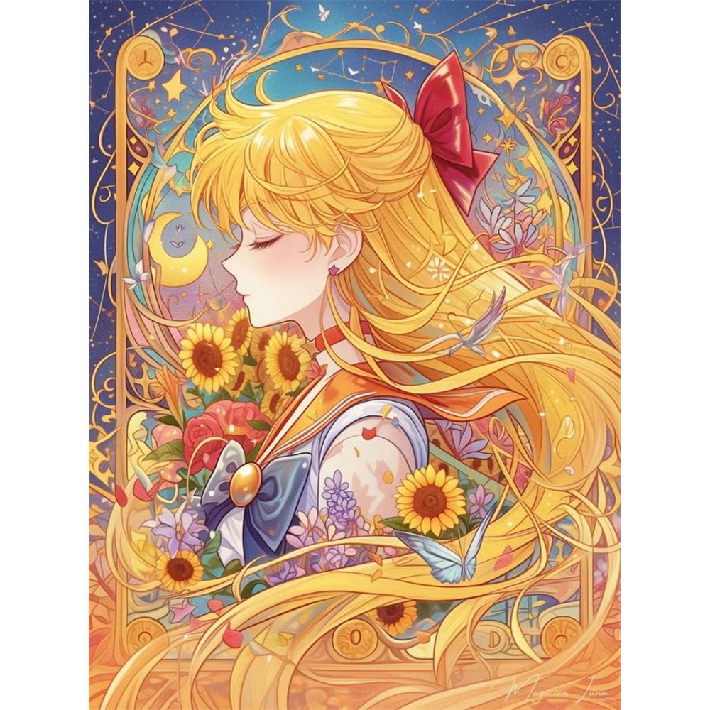 Cartoon Girl Diamond Painting Beauty Girl Warrior Sticking Embroidery Handmade DIY Mosaic Home Decoration Gift