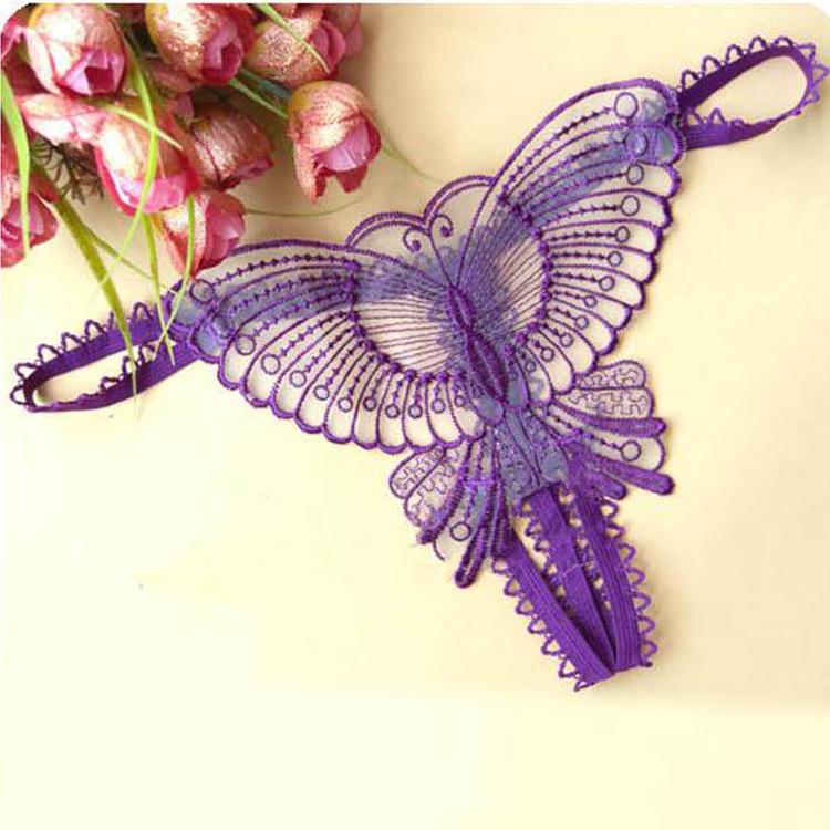 Elegant Hollow Embroidery Crotchless Thong - Sexy Lingerie, Real Shot, No Need To Remove