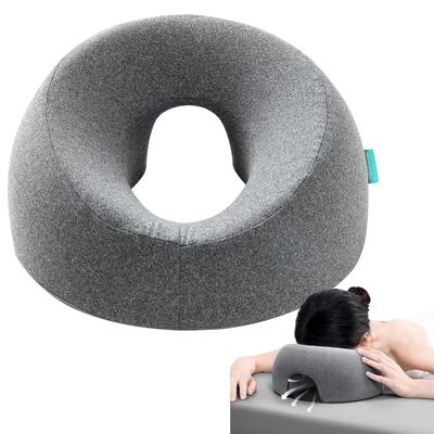 Ergonomics Lying Face Down Pillow Memory Foam Breathable Head Rest Support Pillow Body Massage for Beauty Salon Removable Cover Grey