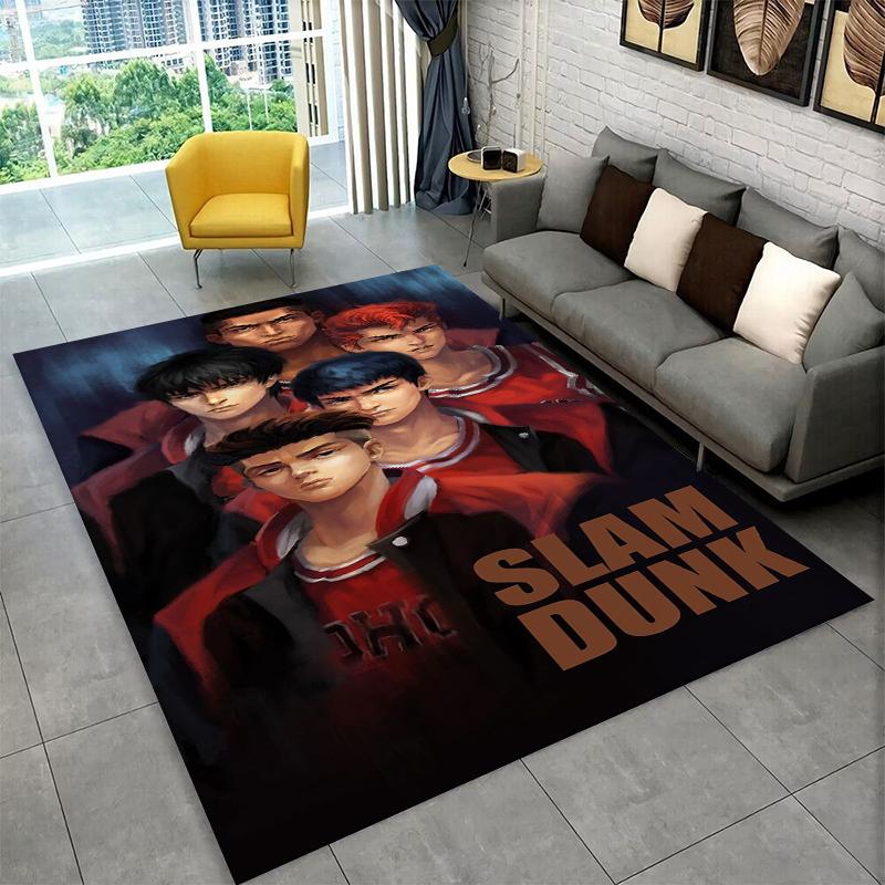 Retro Slam Dunk Basketball Anime Cartoon Carpet Rug for Bedroom Living Room Sofa Playroom Doormat Home Decor,Area Rug Non-slip