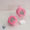 Girl Pink Plush Cake Wallet, Round Student Pendant Bag, Earphone Key Portable Storage Bag