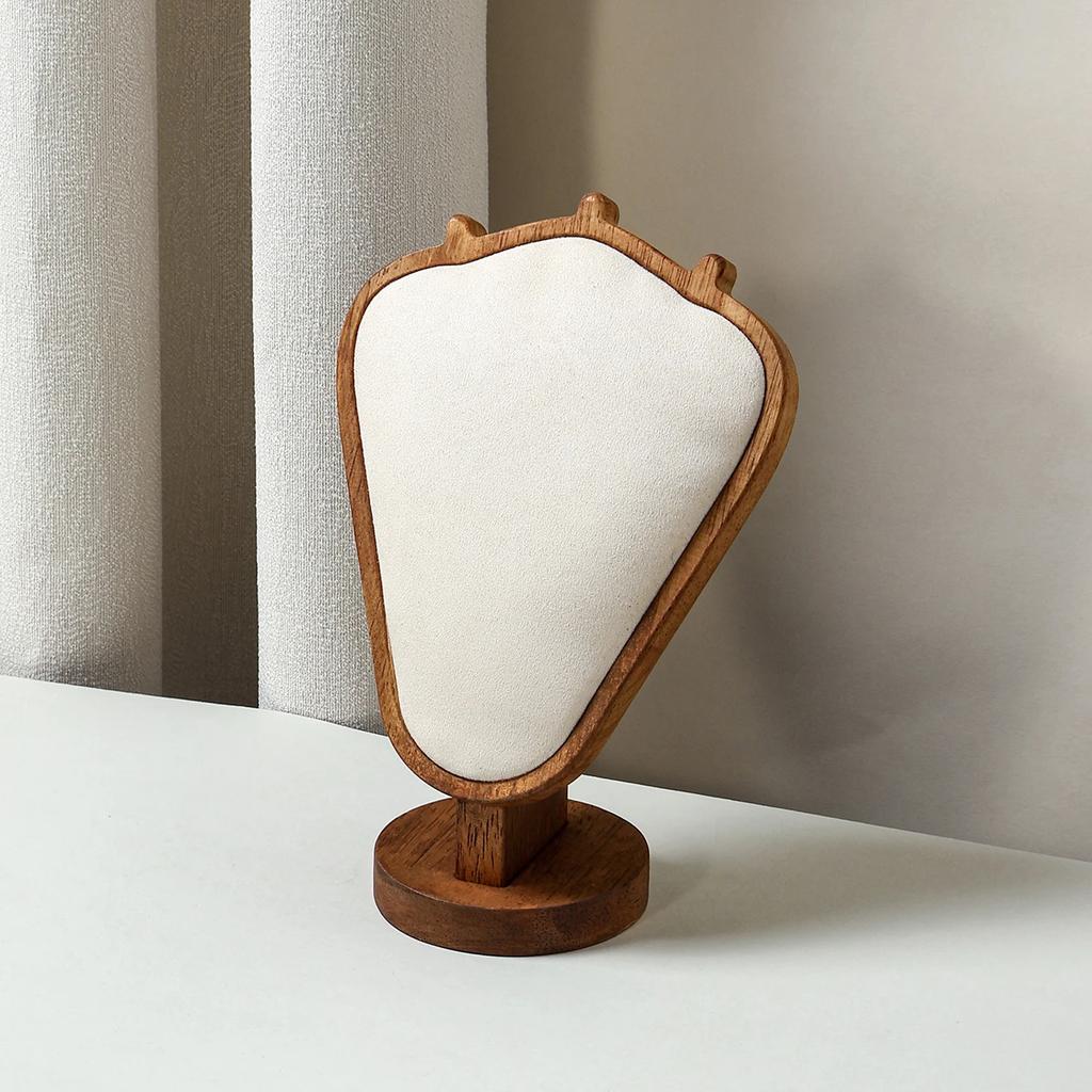 1pc Vintage Wooden Jewelry Display Stand - Velvet Bust Necklace Holder & Organizer for Home Decor