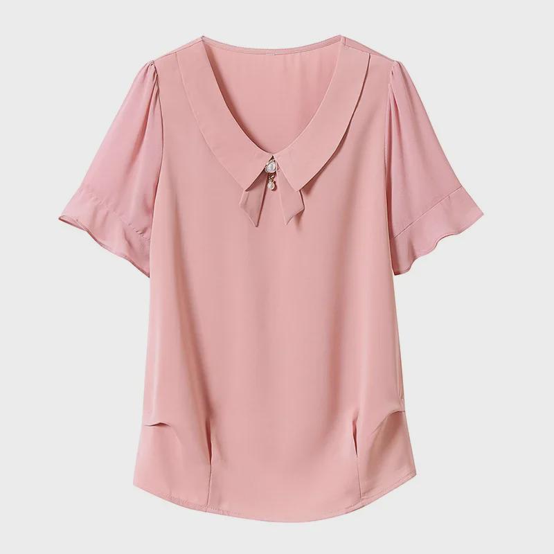Women's Summer 2023 Stylish Loose-Fit Ruffled Chiffon Short Sleeve Blouse