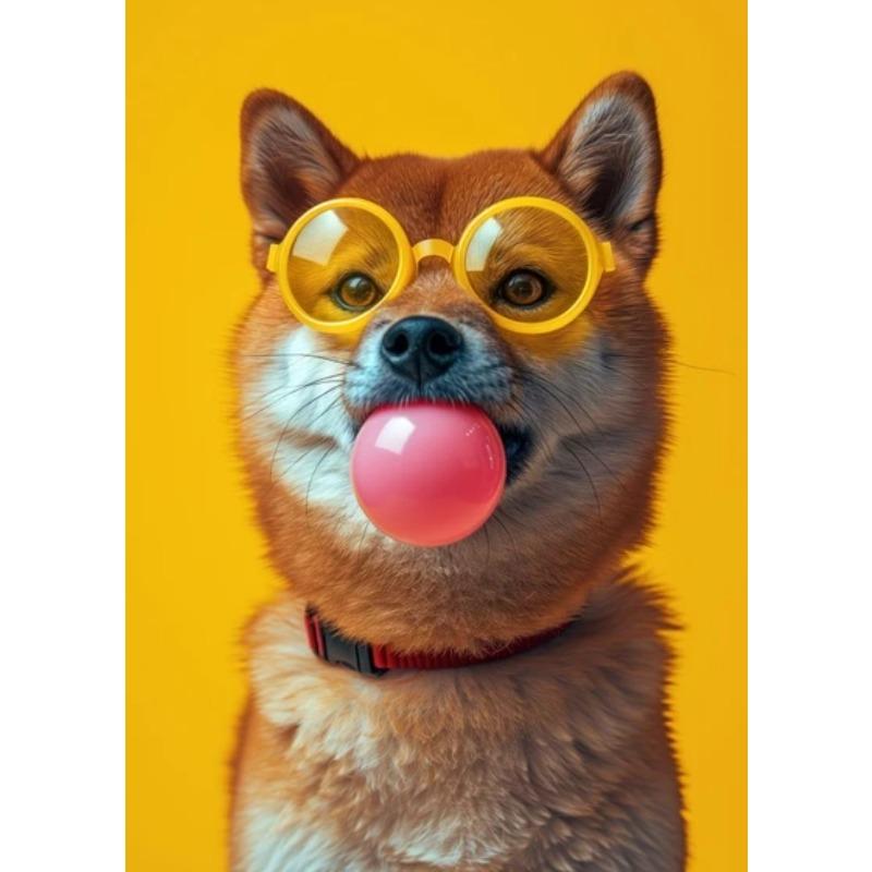 Zvířata Vtipné Tisky Pes Barevné Žvýkačkové Sluneční Brýle Plakát Samojed Francouzský Buldoček Malba na Plátno Nástěnné Umění Obrázek Domácí Dekorace