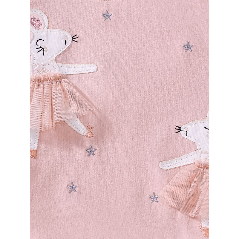 Foreign Trade Girls' Pink Cartoon Mouse Mid-Length Short-Sleeved T-Shirt Summer Mesh Pure Cotton Top Baby Half-Sleeve Trendy 8