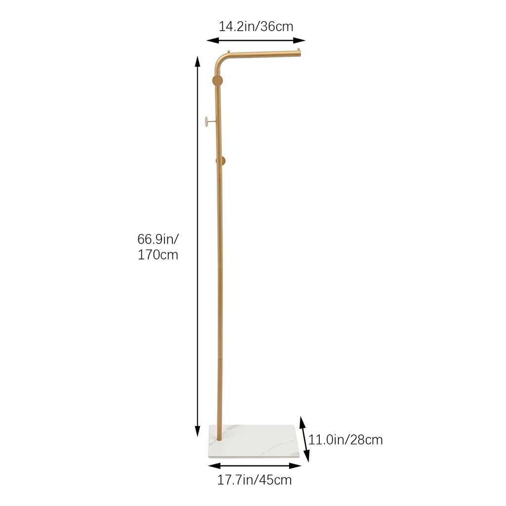 Modern Free Standing Coat Rack with 3 Hooks and  Slate Base, Perfect for Organizing Clothes, Bags, and Accessories in Small