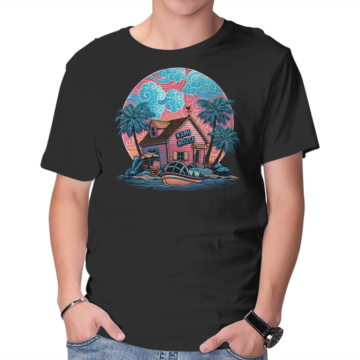 Unisex Crew Neck T-Shirt Island Life Graphic Short Sleeve Casual Tee XL