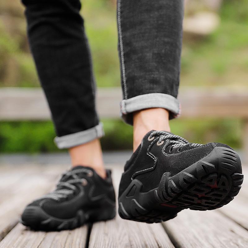 Pánské turistické boty na šněrování, jarní a podzimní, z pravé kůže, outdoorové, sportovní, trekkingové, horské, atletické boty