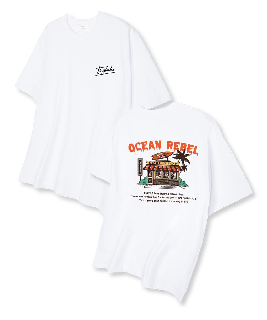 TI.GLAKE Surf Shop Oversized Short Sleeve T-Shirt White
