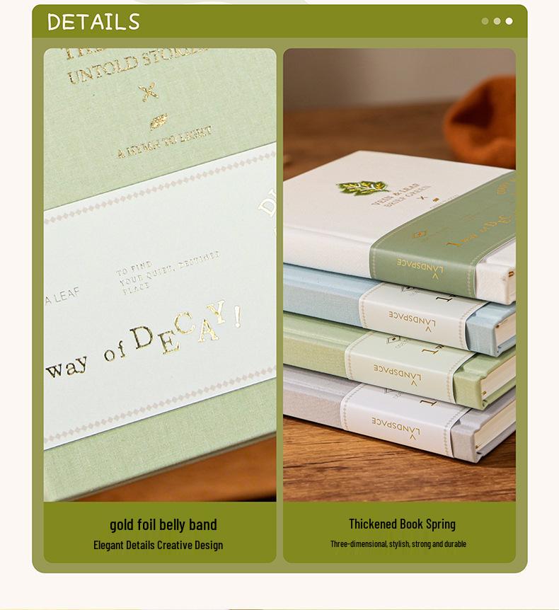 Leaf Pattern Hardcover Embroidery Notebook: Student Diary & Office Planner
