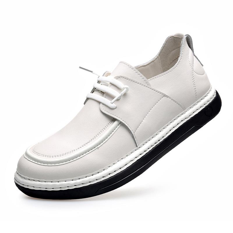 Fashion Spring Autumn Men's Casual Cow Leather White Shoes Fashion Korean Youth Fashion Big Head Men's Designer Shoes