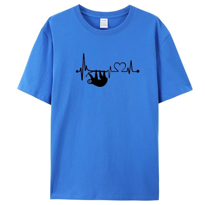 High Quality Cotton Oversized T-shirt Men's Fashion Loose Summer Women's Short Sleeved Top The Sloth Printed Top