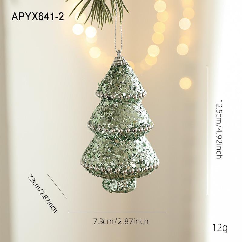 New Green Foam Christmas Ball Heterosexual Pendant Bright Glitter Sticky Powder Christmas Tree Hanging Ball Decorative Pendant Arrangement