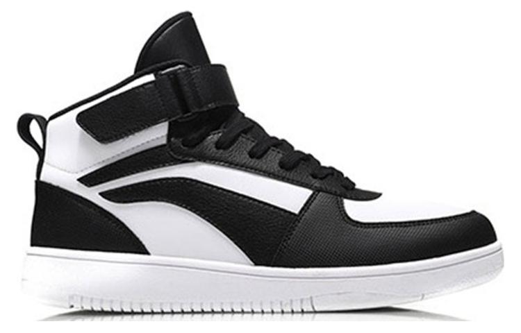 Li Ning Knight Mid top Skateboard Shoes Men's Black White AGCM163-6