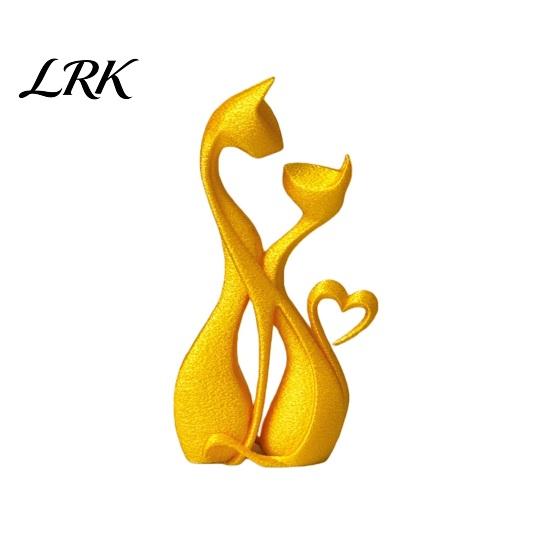 Artistic Cat Figurine 3D Printed Couple Sculpture, Abstract Double Figurine, Minimalist Desktop Statue Modern Decoration for Table, Aesthetic