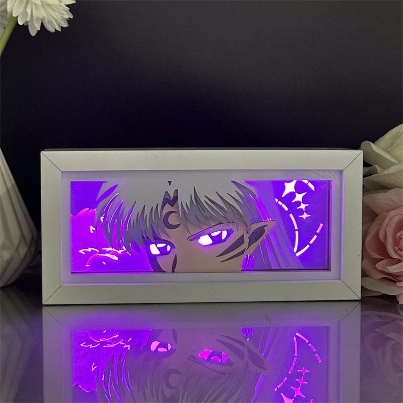 Inuyasha LED Light Box Anime Peripherals Bedroom Decor Night Lamp Multiple Colors Luminous Toys Collectible Desk Model Gifts