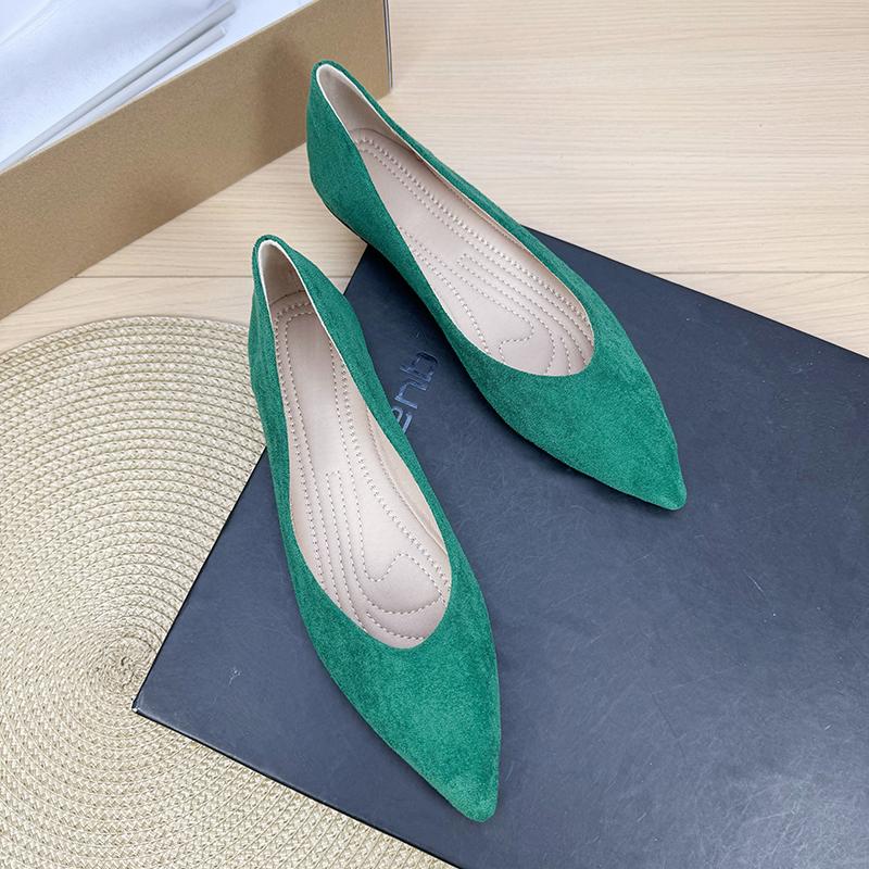 Fashion Flat Shoes for Women 2025 Spring and Autumn New Style Suede Pointed Shallow Mouth Soft Sole Large Size Women's Shoes