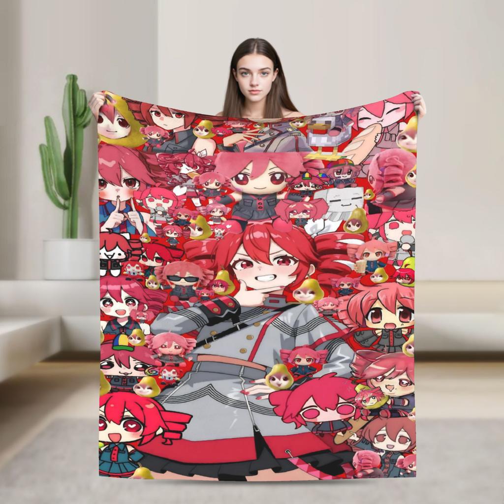 Pearto Poteto Anime Kasane Teto Virtual Singer Blanket Warm Soft Plush Bedding Throws For Home Decor Flannel Bedspread Bed Cover