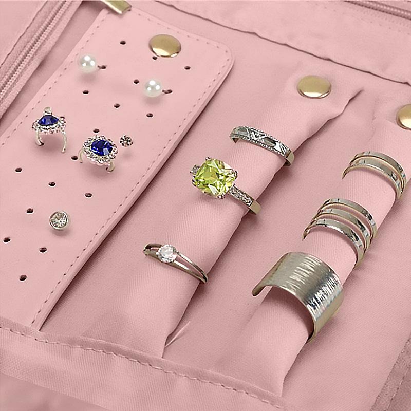 Foldable Jewelry Case Roll Travel Jewelry Organizer Portable For Journey Earrings Rings Diamond Necklaces Brooches Storage Bag