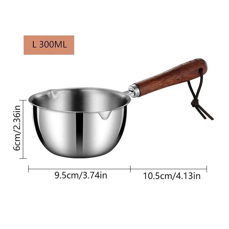 Casserole à lait Acier inoxydable Poêle à huile chaude 150/300ML Petite casserole pour sauce chaude Casserole de cuisson Casserole à beurre à fond plat polyvalente