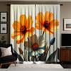 2 Stück Vorhänge mit orange-blauem Blumenmuster   Polyesterstoff   maschinenwaschbar   geeignet für Schlafzimmer-Wohnzimmer-Dekoration