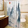 Serene Mountain Landscape Shower Curtain - Polyester, Machine Washable, Unlined, 12 Hooks, All-Season Bathroom Decor