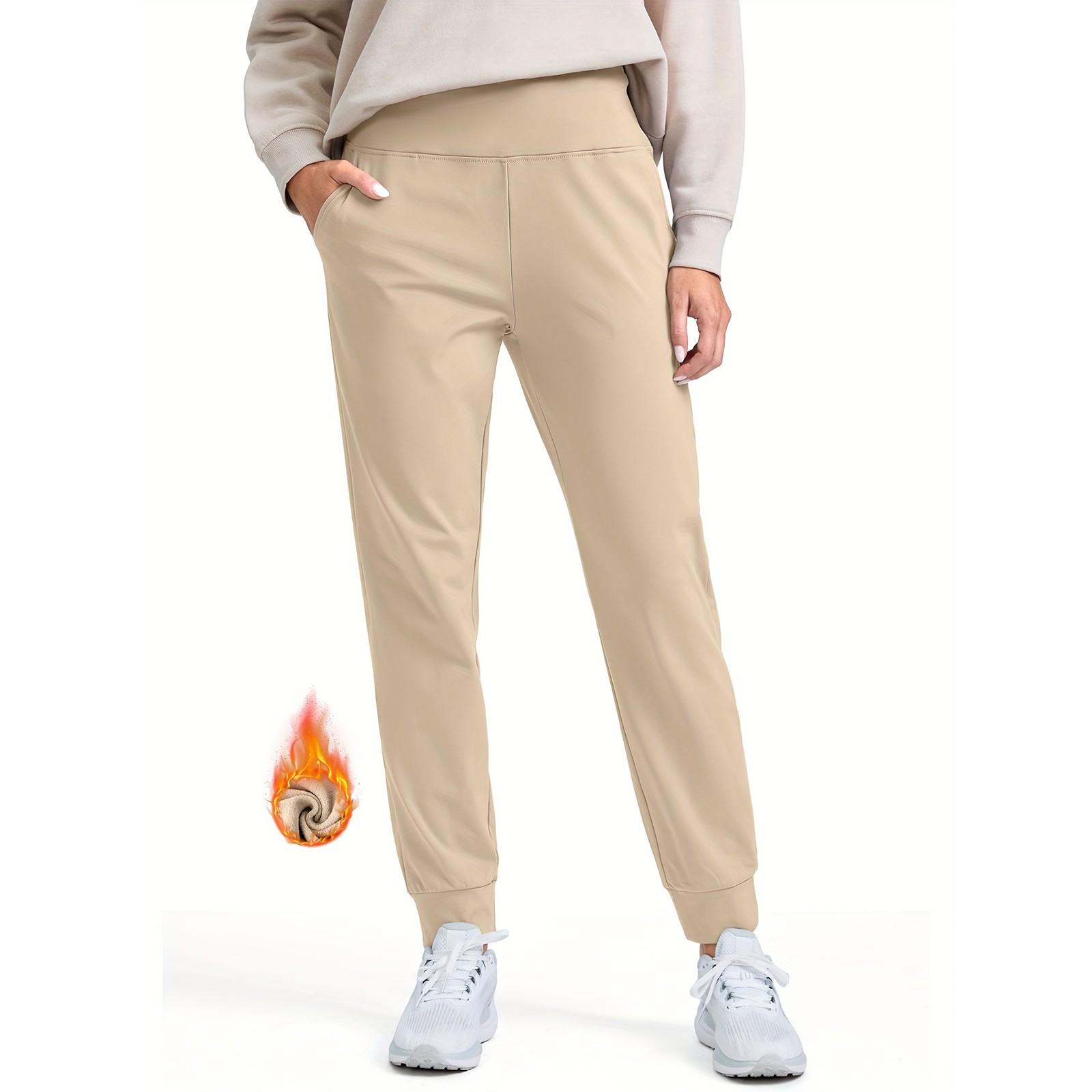 

Женские эластичные брюки с высокой талией, повседневные активные брюки с широкими штанинами и длинными брюками, брюки с карманами S хаки