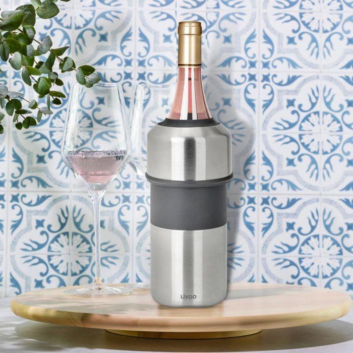 Rafraîchisseur à bouteilles - LIVOO - GS158 - Bouteilles de vin et champagne - Acier inoxydable - Ø 11,5 x 23,5 cm - Double paroi