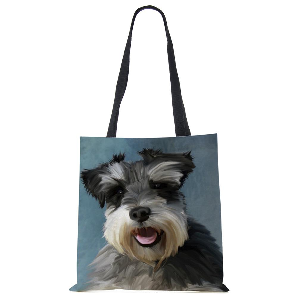 Schnauzer Dog Painting Handbags For Women Lady Korean Shoulder Bag Casual Shopping Shopper Bags Large Capacity CLE