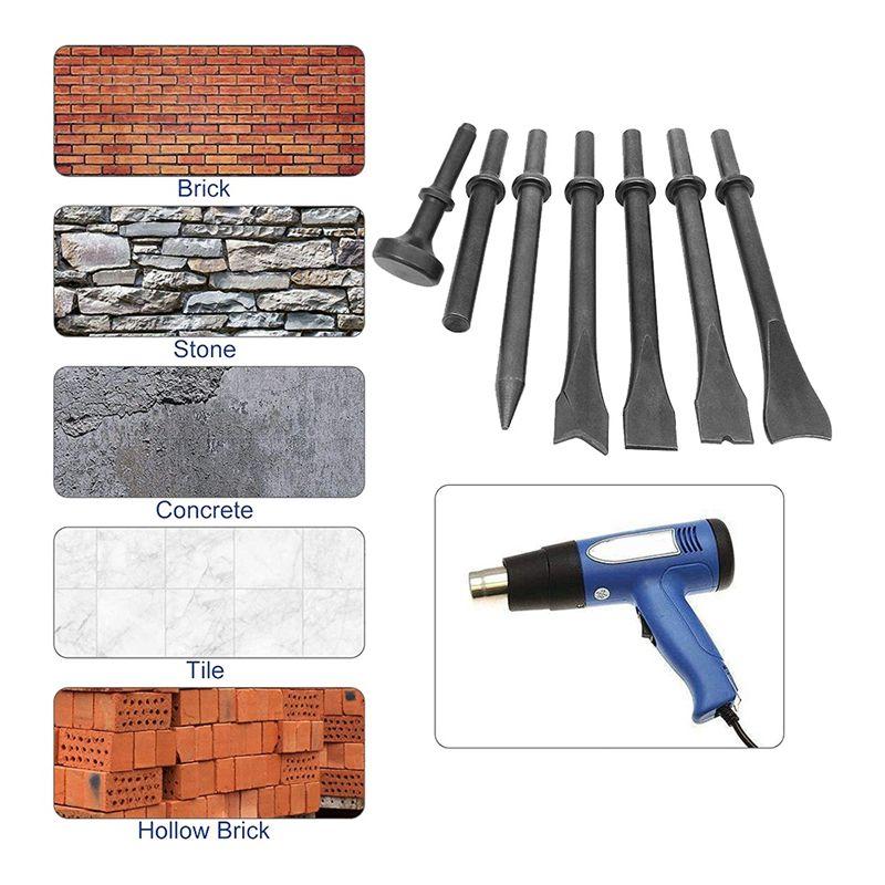 A84E-8 Pcs Air Chisel Head Set Pneumatic Chisel Air Hammer Punch Chipping Tool Pneumatic Chisel Air Hamme Cutting Rusting