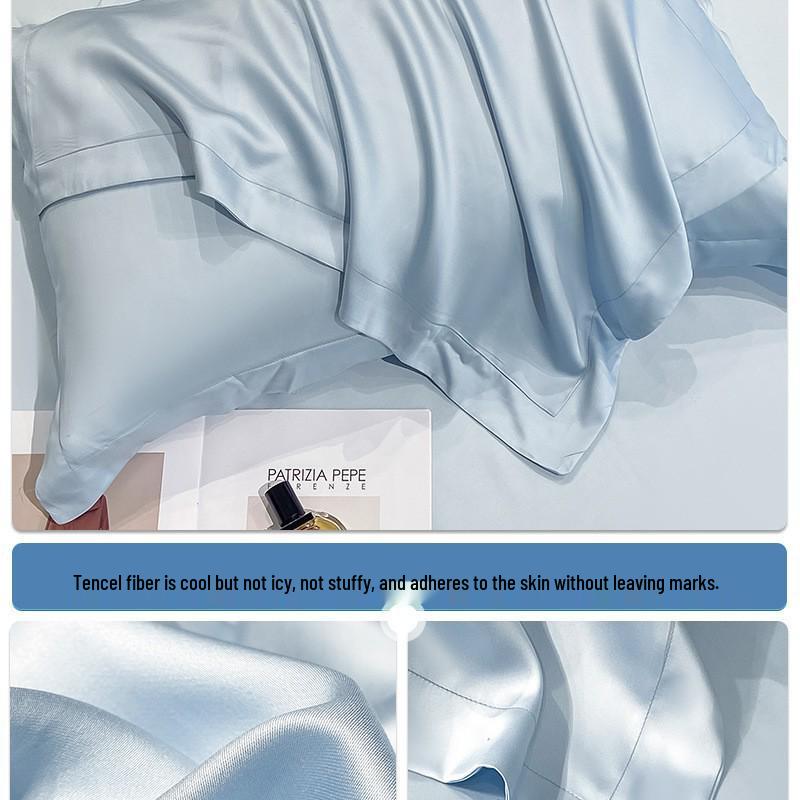 Set di Due Federe in Seta Tencel - Colore Unito per Uso Domestico o in Dormitorio