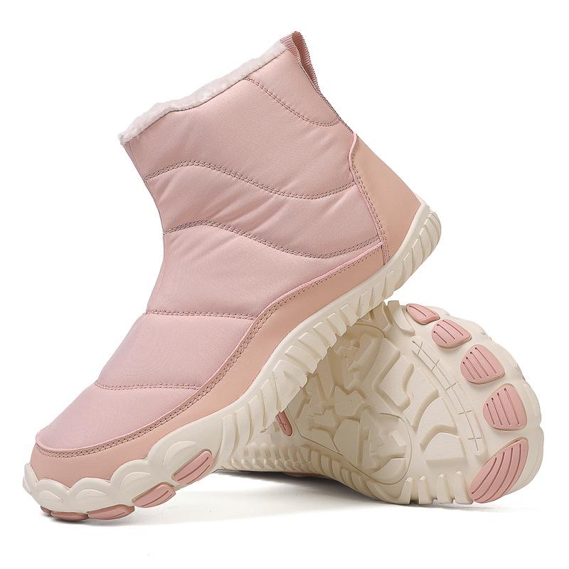 Damen Warme Futter aus Kunstfell Wasserdicht Rutschfest Reißverschluss Knöchel Schneestiefel Outdoor Wandern Spazierengehen Winterstiefel