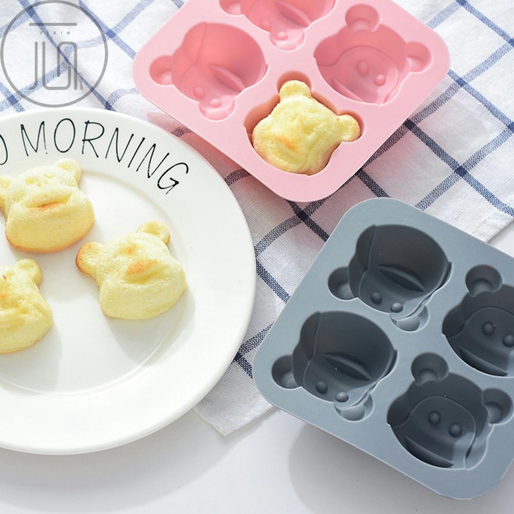 4-in-1 Silicone Baking Mold Cartoon Monkey Shape for Cake Rice Sponge Baking