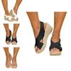 Plus Size Women's Mid Wedges Sandals With Thick Cork Platform For All-day Comfort