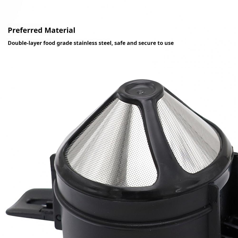Pour Over Coffee Dripper Stainless Steel Coffee Maker Double-Layer Filter Eco-Friendly Cone Filter Easy to Clean Reusable Coffee