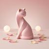 Coral Cat Figurine Matte Finish Resin Statue Minimalist Home Decor Decoration for Tabletop,