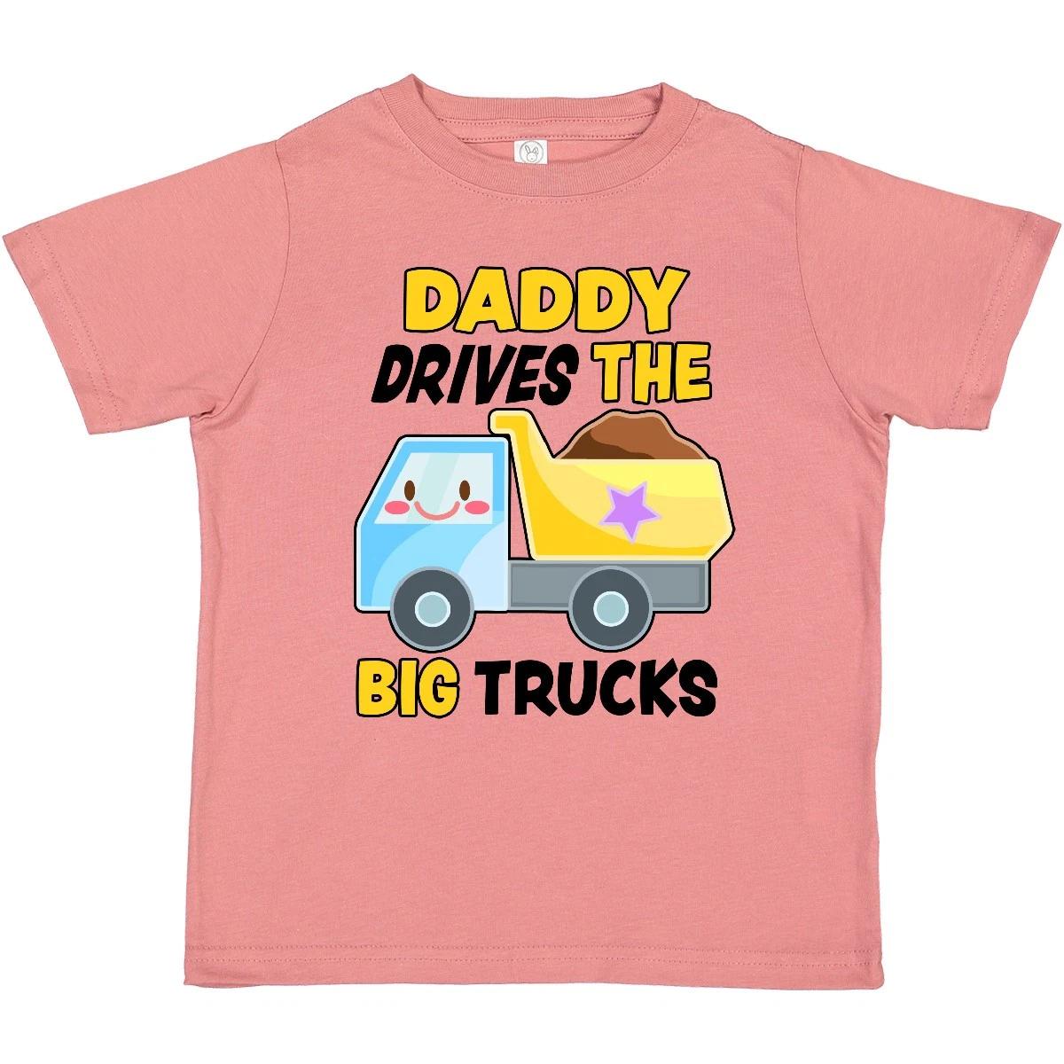 Inktastic Папа Водит Большие Грузовики с Самосвалом Детская Футболка для Малышей Дети 130